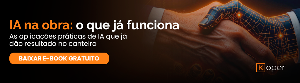 Banner do e-book gratuito IA na obra, sobre aplicações práticas de IA que já dão resultado no canteiro